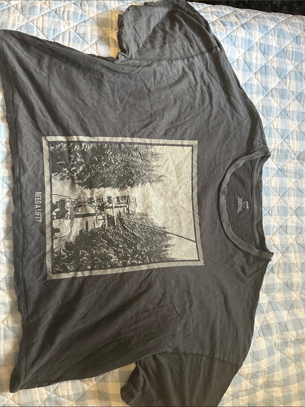 aerie Charcoal Gray Graphic Cropped Tee